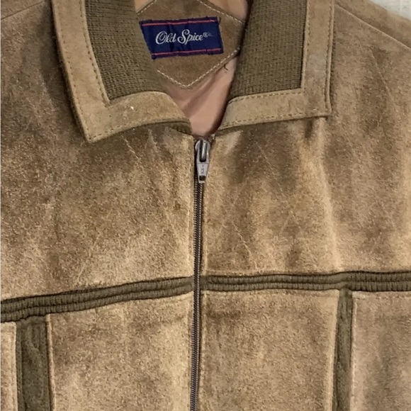 Vintage Old Spice Rare Suede L Leather Sweater Jacket Size Lg  Brown - Picture 4 of 7